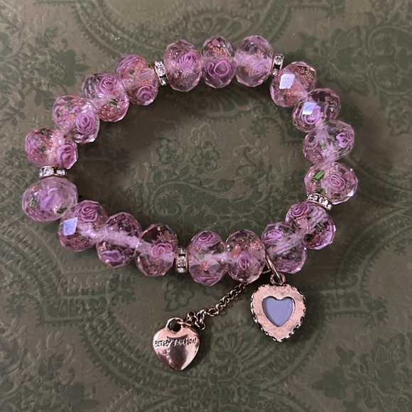 BETSEY JOHNSON Pink Flower Beaded Stretch Bracelet - Picture 6 of 7